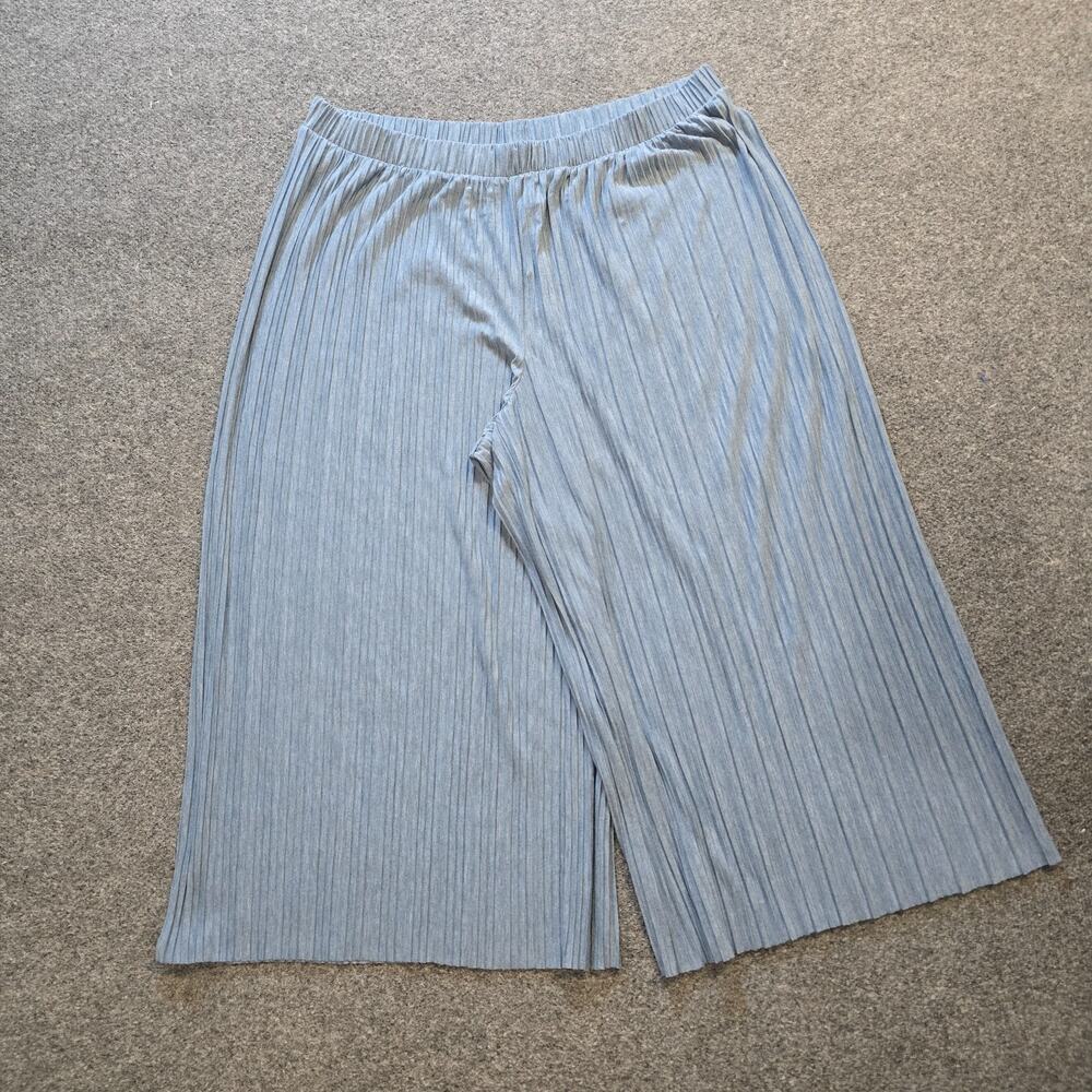 J Jill Pants Womens Large Blue Pleated Pull On Wide Leg Stretch Comfort Casual